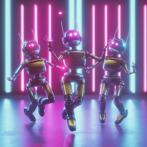 An upbeat and humorous piece featuring funky basslines and quirky electronic effects, perfect for a futuristic robotic dance party. This track invites listeners to visualize robots dancing with synchronized moves, blending retro and modern elements in a playful and energetic way.