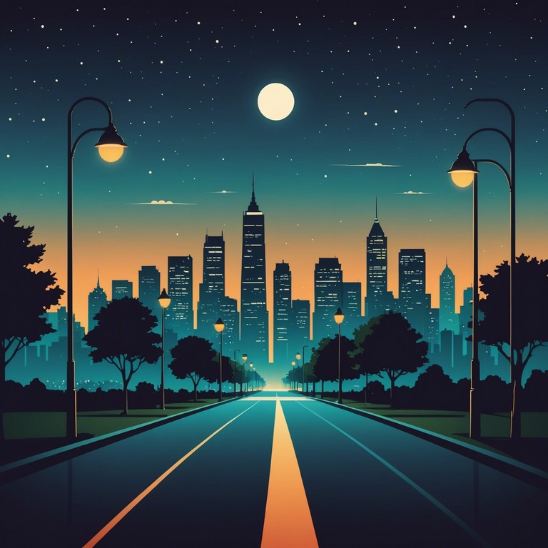 A track that intertwines the soft, melancholic melodies of an electric piano with the ambient sounds of a city at night. The gentle clinking of glasses, distant laughter, and the subtle hum of traffic blend into a serene musical landscape, invoking the quietude of midnight strolls through neon lit streets.