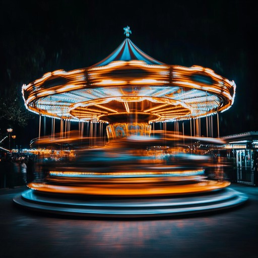 Capture the immersive experience of a nighttime funfair, where every turn brings a new wave of exhilaration and every twinkling light promises wonder.