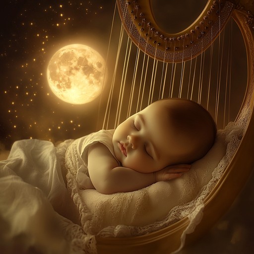 A soft, tranquil lullaby to soothe and calm babies, blending gentle harp melodies with subtle nature sounds for a peaceful night’s rest. The music flows effortlessly, invoking images of moonlit nights and gentle breezes, ideal for bedtime relaxation.