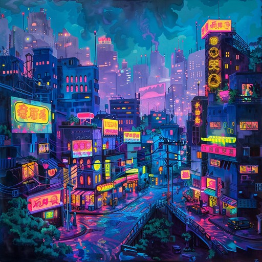 Imagine yourself navigating the rain-slicked streets of a sprawling, neon-lit metropolis in the near future. Towering skyscrapers adorned with holographic advertisements pierce the night sky, while the pulsing beat of the city's underbelly echoes through the alleyways. This instrumental cyberpunk track captures the essence of a high-tech, low-life world, blending dark electronic textures, pulsing synthwave rhythms, and haunting ambient soundscapes. As you immerse yourself in the music, you can almost feel the grit and grime of the city, the danger lurking in the shadows, and the undercurrent of rebellion that runs through the streets.