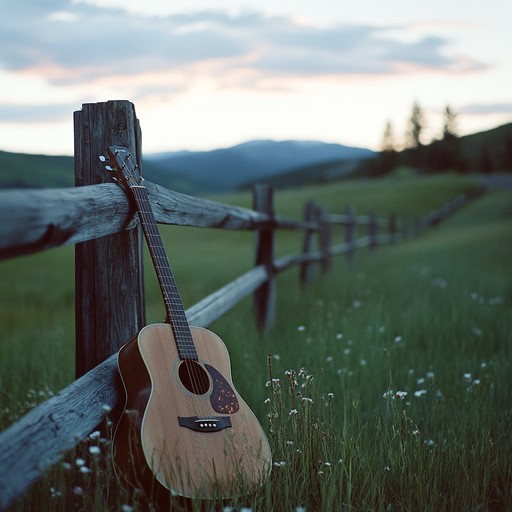 An instrumental track blending gentle acoustic strums with subtle melodies to capture the serene ambiance of untouched meadows under a fading sun, encouraging relaxation and inner peace.