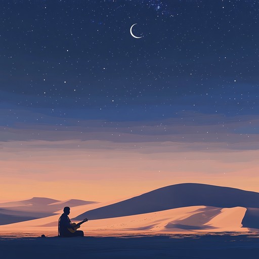 An evocative instrumental composition blending traditional middle eastern melodies with modern touches, capturing the deep sense of longing during desert twilight hours. The haunting notes of the oud weave through ambient textures, reflecting on lost love and ancient tales whispered by the sands.