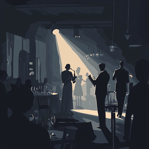 Transport yourself to a moonlit 1950s jazz club with an upbeat nostalgic swing track featuring smooth saxophone melodies, enchanting solos, and rhythmic piano accompaniment, evoking a sense of romance and timeless elegance.