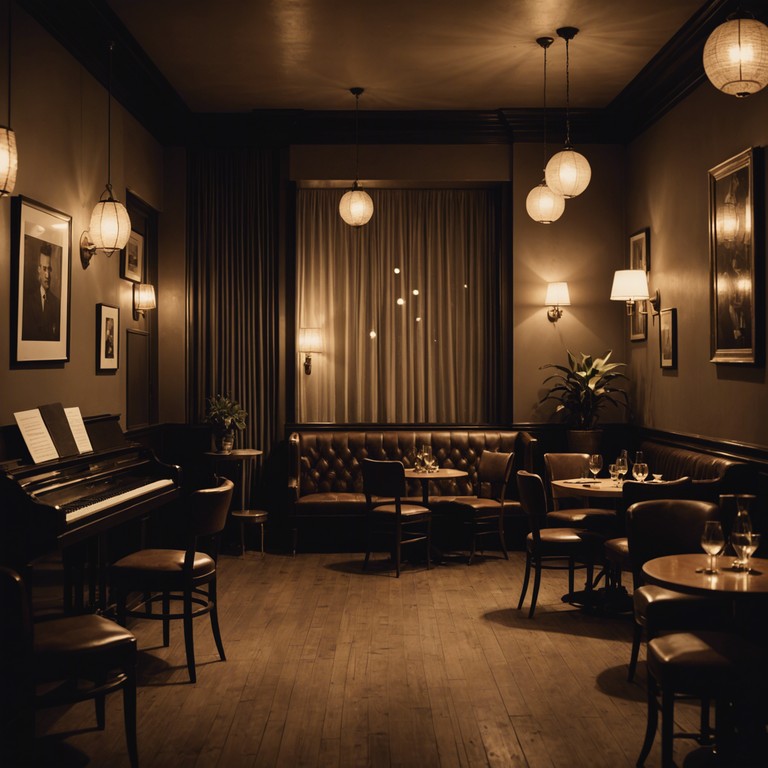 Imagine sitting in an old, warmly lit lounge where the echoes of a thoughtful piano jazz fusion softly play, inviting a feeling of calm and introspectiveness, perfect for winding down or creative thinking.