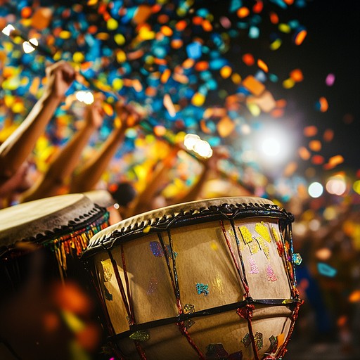 A lively instrumental piece showcasing the driving rhythms of samba drums in a carnival atmosphere, inspiring movement and celebration