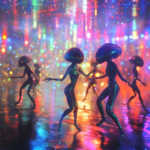 A high energy track that uses futuristic synthesizers and quirky sound effects to create an exhilarating dance atmosphere. Imagine a party in a galaxy far away, filled with joy and playful melodies.