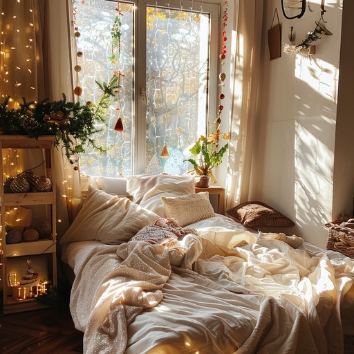 Start your christmas day with gentle melodies that bring a warm and cozy atmosphere to your bedroom. The peaceful harmonics combined with festive undertones create an environment perfect for reflective moments and a loving family gathering. Soft yet enchanting, this instrumental piece will set the tone for a blissful and joyous holiday morning.