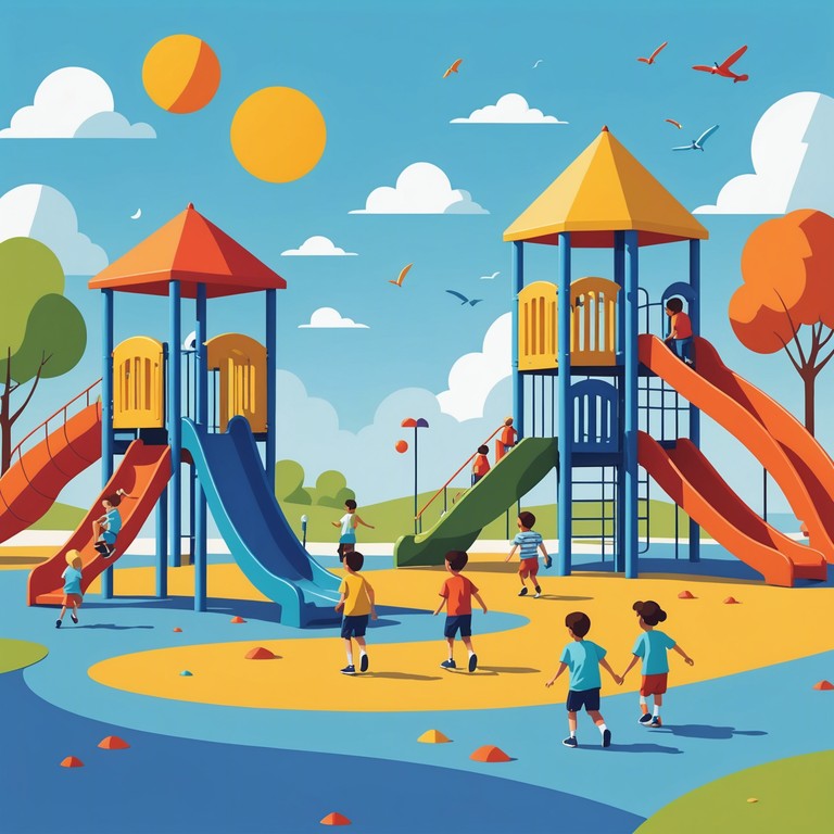 This light hearted track embodies the joyful spirit of a sunny day spent playing on a playground, perfect for kid friendly environments. The music injects a sense of fun and carefree adventure, ideal for children's entertainment or educational programming.