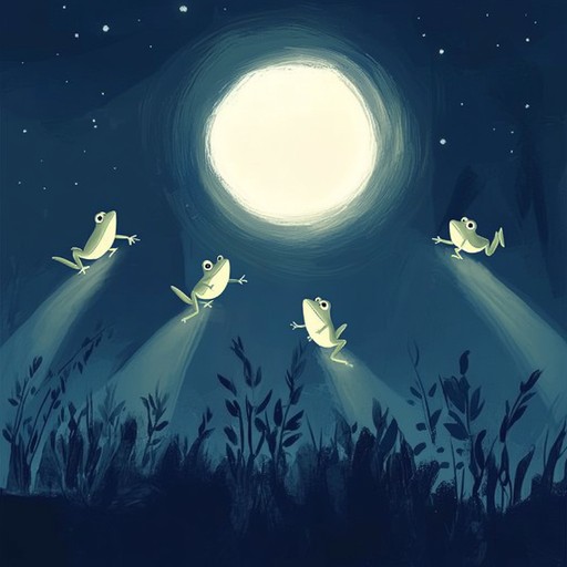 An ecstatic instrumental nursery rhyme filled with the playful energy of frogs jumping on moonbeams, complete with bright, joyful melodies. Perfect for children to dance and sing along.