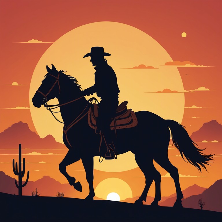 This track captures the essence of a grand western adventure, highlighting a journey across sunbathed prairies with a backdrop of dramatic mountain vistas. The music conveys a sense of freedom and the thrill of the untamed wilderness, perfect for scenes of daring exploits and heart stirring journeys.