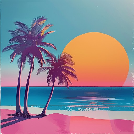 Experience lively melodies and bright synths that capture the essence of breezy beachside moments and lively interactions under a neon sunset, evoking a joyful, carefree atmosphere.