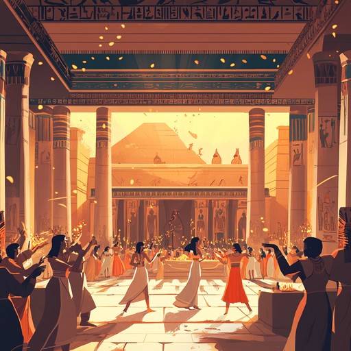 Imagine being part of a grand celebration in ancient egypt, where music fills the air and everyone is dancing joyously. This track reimagines that scenario with a modern twist, using traditional melodies played on the oud to create an uplifting and engaging experience