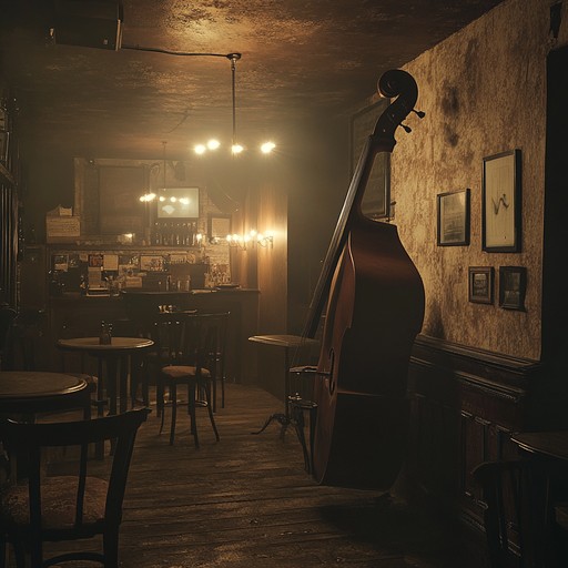 Imagine an old jazz club where smooth saxophone notes merge with unsettling undertones, creating a melodic yet ominous atmosphere. Shadows sway to the rhythm, adding to the hauntingly nostalgic vibe.