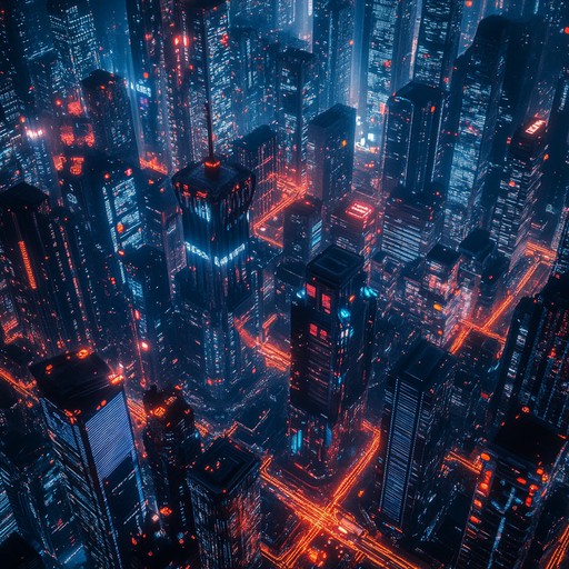 Dive into a dystopian metropolis filled with glowing skyscrapers and bustling streets, where relentless beats and shimmering synths create a high energy ride through futuristic chaos and rebellion.