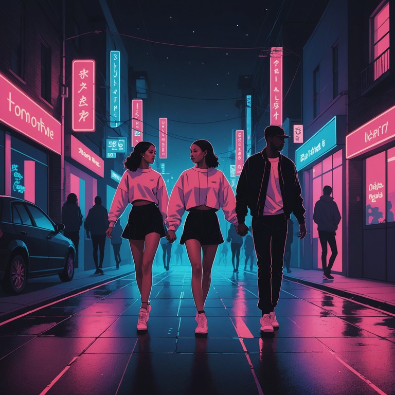 This track features a catchy and driving bass that underpins rhythmically complex synthesizer melodies which create a playful yet street smart vibe, perfect for lively city night scenes or energetic dance battles.