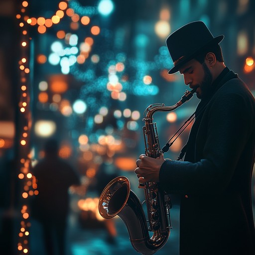 A captivating instrumental piece that seamlessly blends smooth jazz melodies with funky rhythms, creating an elegant and groovy ambiance reminiscent of a midnight cityscape.