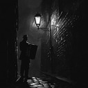 an eerie waltz echoing through a dark, gritty alleyway.