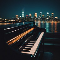 subtle city soundscape with soft electric piano