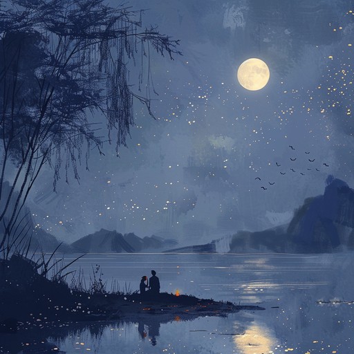 This instrumental piece captures the essence of a tender, romantic evening. Gentle piano keys create warm, intimate melodies that feel like whispers of love under the moonlight. The music carefully balances sentiments of longing and fulfillment, painting a sonic picture of a quiet, magical night shared between lovers. This serene composition is perfect for setting a deeply emotional and romantic atmosphere.