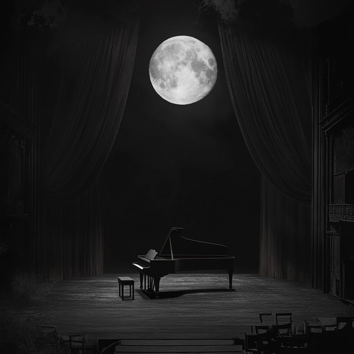 Unveil the spectral melodies of a midnight cabaret, played on haunting piano keys that echo through time in a shadowy, velvet draped theater. Each note tells a story, drenched in gothic charm and concealed secrets.