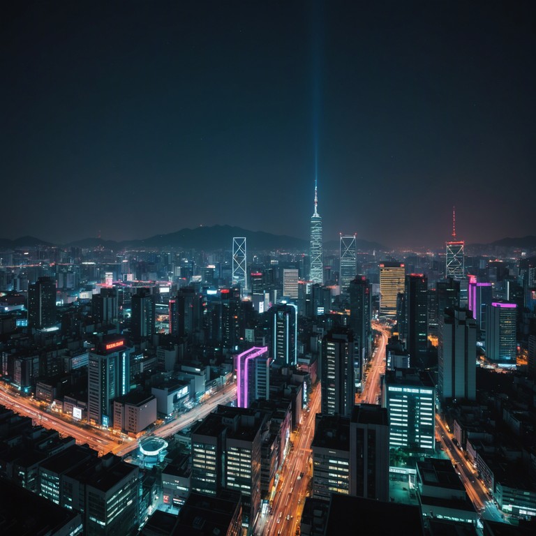 Imagine a sonic journey beginning with the slow onset of dusk and evolving into the bustling nightlife of seoul, illuminated by the modern glow of city lights and echoed in energetic melodies.