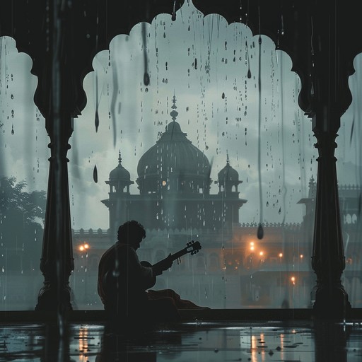 A single sitar captures the essence of a gentle monsoon evening, weaving melodies that convey both the tranquility and the dynamic vitality of rain. As the piece progresses, it mirrors the transition from a soothing drizzle to a vibrant downpour, all the while maintaining a deep connection with traditional hindustani music roots.