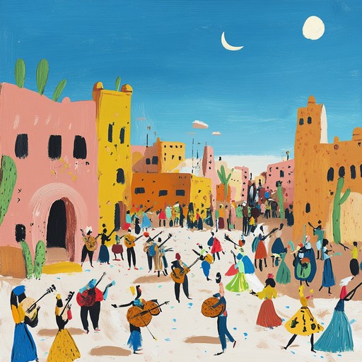 An energetic instrumental merging traditional middle eastern sounds with lively and whimsical tunes, capturing the joy of dance in a desert festival.