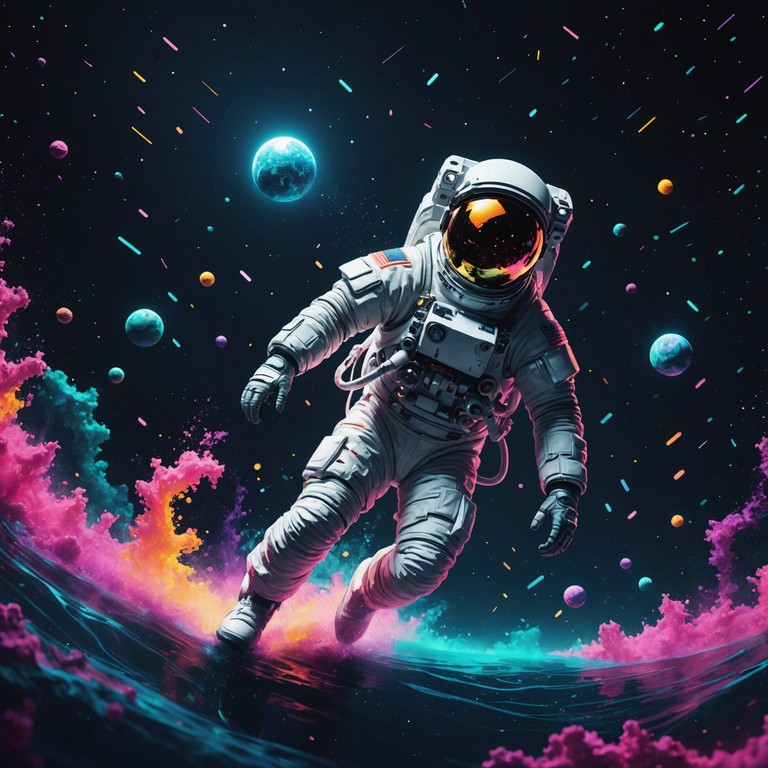 Diving deeper into the unknown, neon abstract odyssey synthesizes an electrifying array of synth pads and ambient sequences to craft an expansive auditory universe. This version emphasizes a stronger sense of the unexplored and the enigma of space with its subtly shifting harmonies and otherworldly allure.