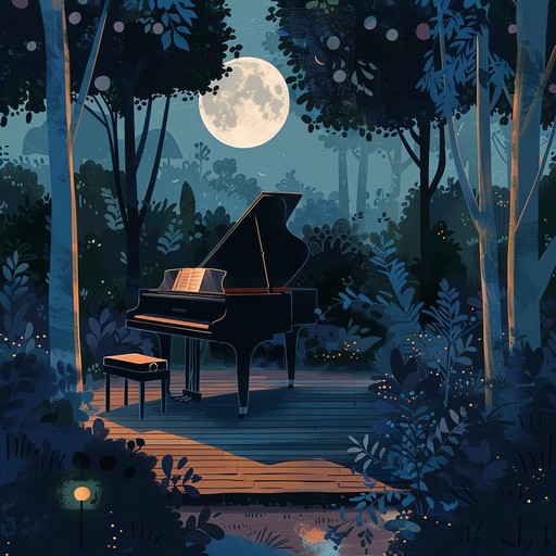 Envision a night filled with the soothing glow of the moon, where nostalgic melodies whisper tales of love and reflection. The piano leads a gentle symphony, supported by heartwarming strings that enhance the garden's timeless charm. Each note is carefully crafted to evoke romantic memories, transforming the serene nightscape into a reflective journey.