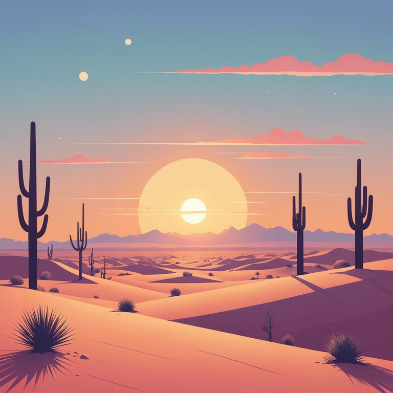 This instrumental piece captures the serene beauty of a peaceful desert at twilight, using minimalistic sound patterns to evoke a sense of calm isolation. A gentle blend of ethereal synths and soft wind instruments carries the listener across the dunes under a starlit sky.