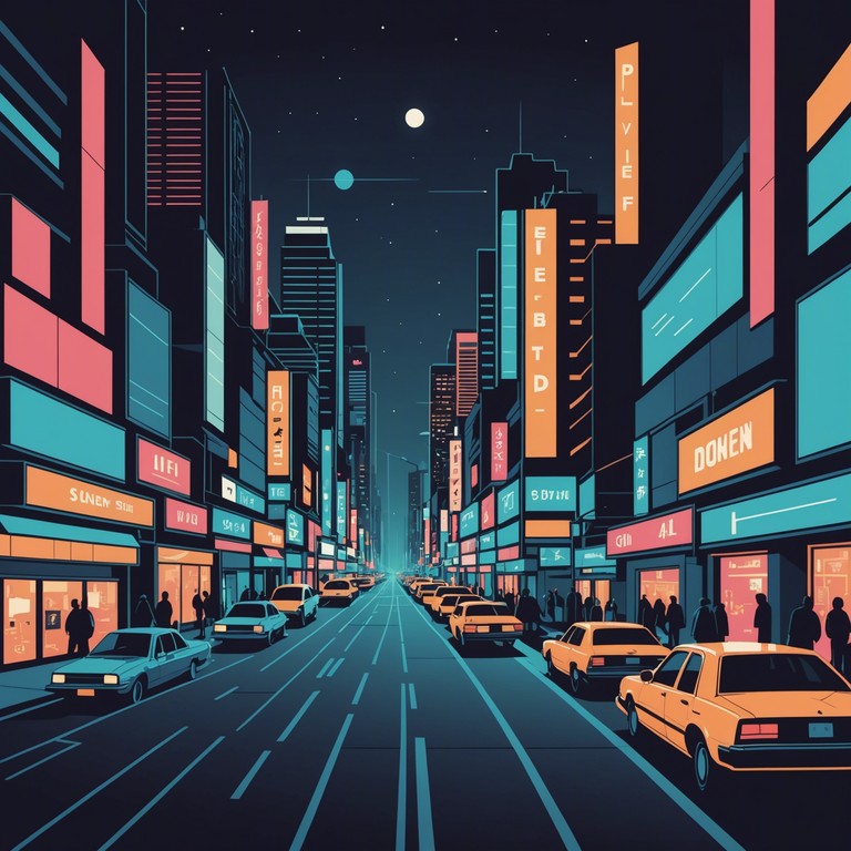 An instrumental piece that captures the essence of a sleepless, technologically saturated city, with layers of synths playing over each other in a vibrant crescendo.