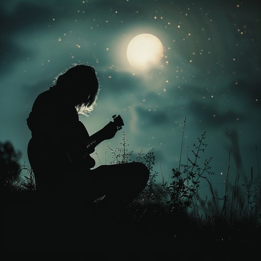 A delicate intertwining of acoustic guitar strings serenades the listener under the calm embrace of moonlight, creating an eclectic fusion of sounds that evoke deep emotions and introspection. This soft, rhythmic piece encourages a serene, otherworldly ambiance, perfect for a tranquil nighttime experience.