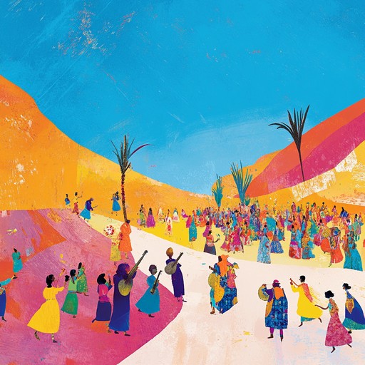 A lively instrumental track celebrating the universal language of dance. Blending infectious beats of middle eastern darbuka, african djembe, and indian tabla, the song transports listeners to an energetic desert celebration. Fiery rhythms and vibrant melodies intertwine, creating a dynamic, high spirited musical journey across cultures and continents.