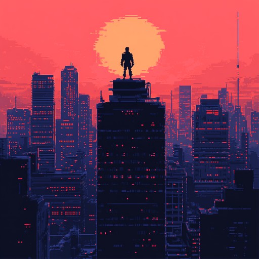 An instrumental synthwave track capturing the exhilaration of soaring above neon lit skyscrapers in a futuristic cyberpunk city, with driving beats and uplifting melodies.