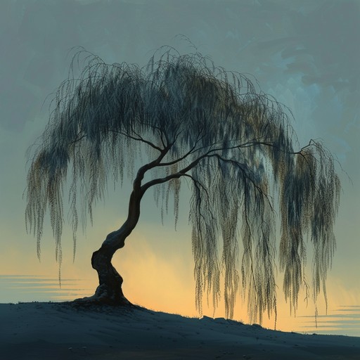 An emotional baroque composition driven by sorrowful melodies and intricate harmonies, this piece conveys a deep sense of longing and melancholy. The somber harpsichord notes create a reflective mood, complemented by a subtle string arrangement, evoking the imagery of a solitary weeping willow swaying in the gentle breeze.