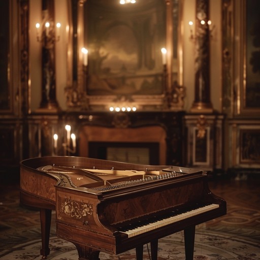 A delicate harpsichord gently leads an intricate melody, enriched by strings, creating a timeless baroque piece that exudes warmth, nostalgia, and a sense of refined elegance. The harmonies weave a tale of bygone eras, evoking images of candle lit ballrooms and heartfelt connections.