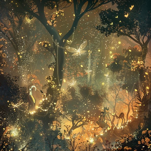 Transport yourself to whimsical lands with magical and joyful melodies. This instrumental track features enchanting sounds and twinkling rhythms, creating a lively, forest celebration atmosphere.