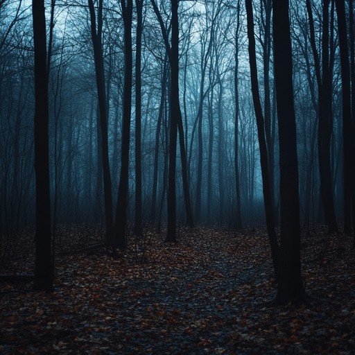 A dark folk waltz led by a violin, painting an unsettling forest where ominous shadows dance. The ghostly harmonics and melancholic melodies envelop listeners in an eerie atmosphere, hinting at sinister presences hidden within the trees.