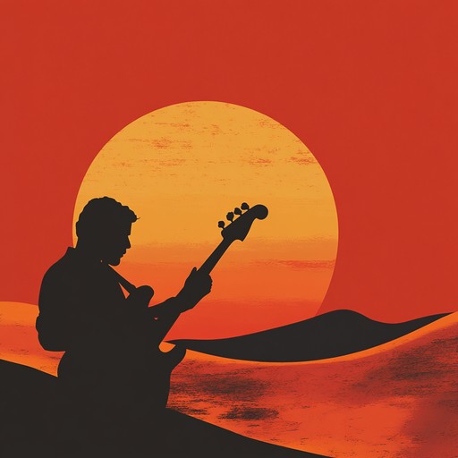 An instrumental track combining funky bass lines with traditional saharan musical elements, creating a vibrant fusion that transports listeners to desert landscapes filled with rhythm and life.