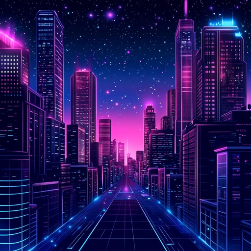 An instrumental track blending powerful synth melodies with grand atmospheric pads, evoking futuristic cities and 80s nostalgia in an epic soundscape