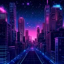 an epic synthwave journey through neon lit futuristic horizons