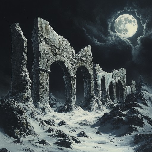 A gripping instrumental that fuses haunting arctic wind instruments with dark electronic ambience. Ethereal soundscapes intertwine with pulsating rhythms, evoking the eerie beauty and isolation of frozen ruins. Layered textures and chilling harmonies build tension, immersing the listener in an ominous journey through desolate ice covered lands.