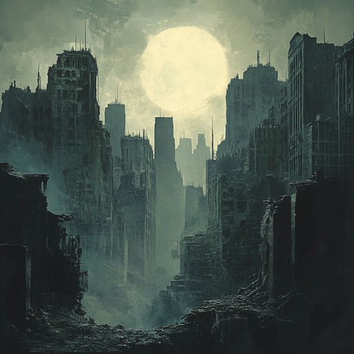 An instrumental piece that delves into the shadowy and gritty underbelly of a once thriving city now fallen into neglect and decay. The mournful, wailing electric guitar weaves through a backdrop of heavy, distorted bass lines and atmospheric, industrial soundscapes. This track evokes a sense of haunting nostalgia and ominous foreboding, perfectly painting a bleak urban landscape plagued by abandonment and ruin.