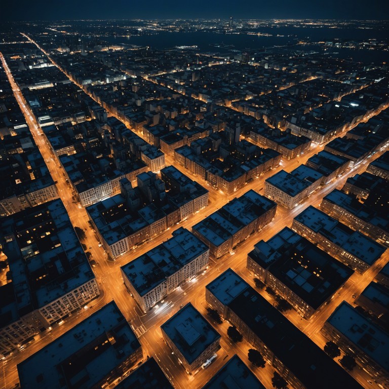 Imagine the silent stories of the night unfolding with each beat, as the track embodies the vibrant yet hidden life of the city under the moonlight. Where shadows cast by the streetlights dance to the rhythm of an unseen drummer, and every echo tells a tale.