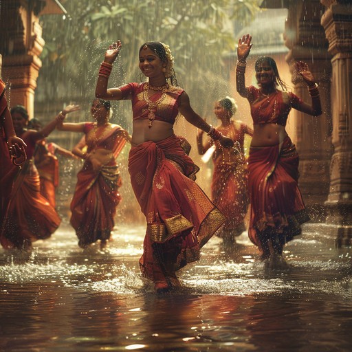 Energetic and playful hindustani track featuring sitar and tabla. It paints a vivid picture of joyous celebrations during the monsoon season, with rhythms mimicking rainfall and melodies that dance with cheerful exuberance.