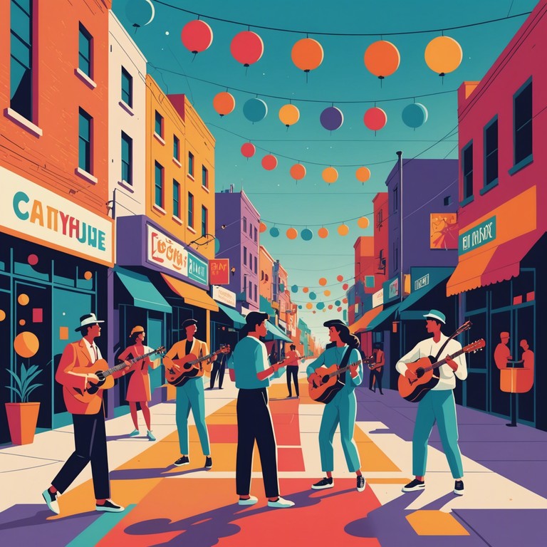 This song encapsulates the spirit of a warm, sunny day on a bustling street with musicians playing upbeat, carefree klezmer tunes, drawing smiles from everyone around. Envision a lively crowd, dancing and clapping along to the joyous rhythms.