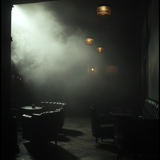 A sophisticated lounge track with a dark and eerie ambiance, featuring somber piano melodies intertwined with unsettling background sounds. Ideal for creating a noir atmosphere that hints at hidden dangers lurking in the shadows.