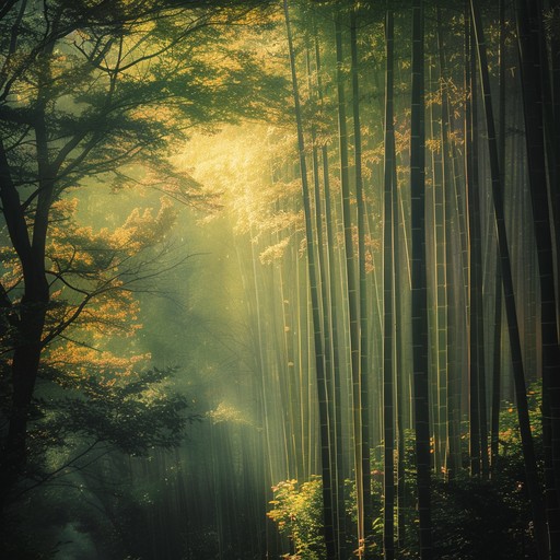 Experience the serene calm of a traditional bamboo forest in japan. This instrumental track captures the gentle rustling of bamboo leaves, soothing melodies played on the shakuhachi, and the tranquil atmosphere of a zen garden. Perfect for meditation and relaxation.