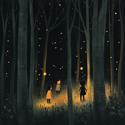 An instrumental piece that evokes the tension and excitement of children sneaking around at night, with playful yet suspenseful melodies, perfect for a game of hide and seek under the stars.